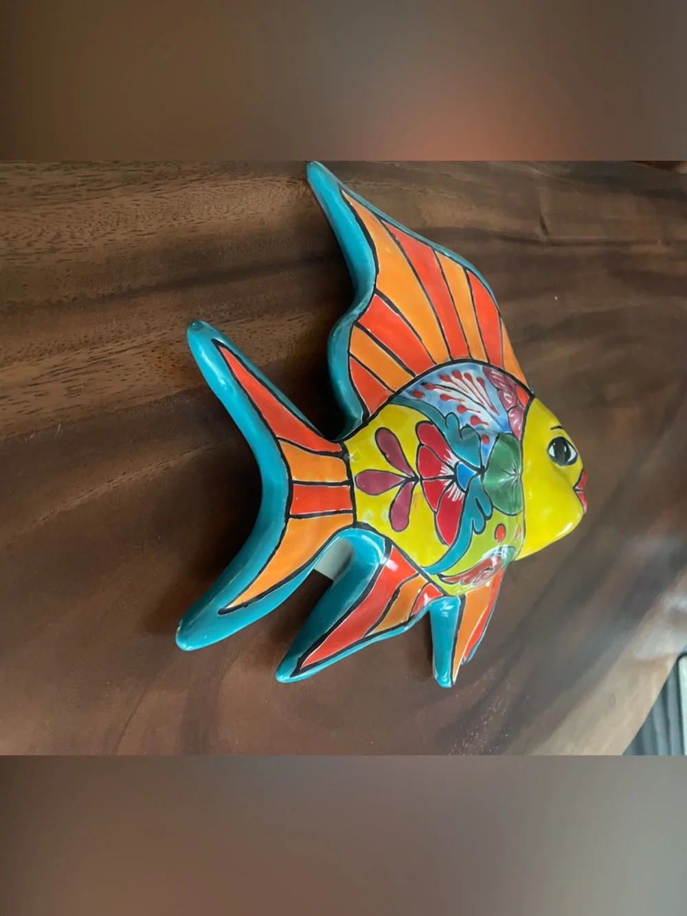 Colorful Ceramic Fish Décor - Vibrant Yellow, Orange & Turquoise